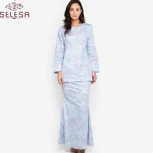 2019 Nieuwe Collectie Pahang Kebaya Vrouwen Moslim Kleding Blouse Met Moderne Kant Baju Kurung
