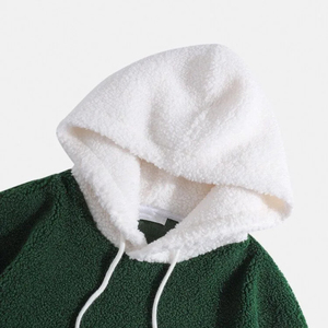 Nouveaux sweats à capuche en sherpa de haute qualité pour hommes, pull-over décontracté, col à capuche uni, 100% coton - Product Image 3
