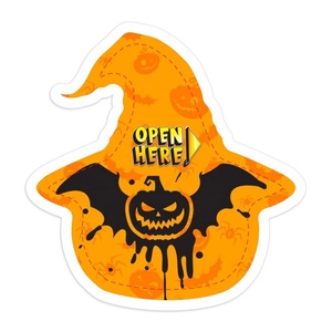 Evil Pumpkin Paper Pull Tab Halloween <b>Cards</b> Open to Win Prizes Screen Printing Custom Special Shapes 1 Window Design - Product Image 3