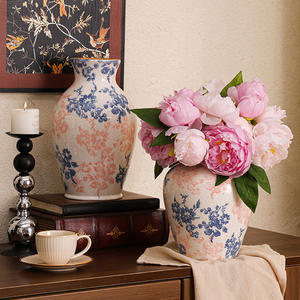 Vase en céramique rétro nordique Design <span class=keywords><strong>Art</strong></span> déco Simple avec motif de fissure de glace bleu rose pour décor de fleurs d'entrée de salon - Product Image 4