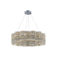 Lustre en cristal pour salon, lumière moderne de luxe haut de gamme, élégant, en acier inoxydable, contrôle intelligent, utilisation à domicile, salle à manger