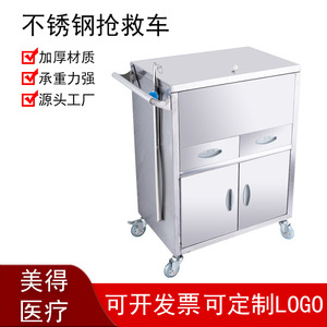 Carrito de Emergencia Médico de Acero Inoxidable 304, con Puerta Única, para Uso Clínico - Product Image 5