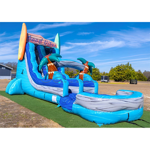 Tobogán Acuático Inflable Good Vibes Beach Surfing <span class=keywords><strong>con</strong></span> Obstáculos, <span class=keywords><strong>Casa</strong></span> <span class=keywords><strong>de</strong></span> Brinco Inflable <span class=keywords><strong>con</strong></span> Toboganes Acuáticos y <span class=keywords><strong>Piscina</strong></span> - Product Image 4