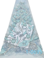 Precio de Fábrica, Novedades, Tela de Encaje Africana con Cuentas de Tul, Tela de Red para Novias, Tela de Encaje con Cuentas Pesadas para Vestido de Novia
