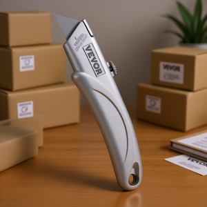 Cuchillo retráctil Vevor plateado con cambio rápido de cuchilla para tareas de corte y embalaje en la oficina - Product Image 2