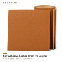 KEMERLIN Tissu en cuir PU auto-adhésif à grain de litchi épais pour réparation de canapé, intérieur de voiture, sac, rembourrage DIY YHG001