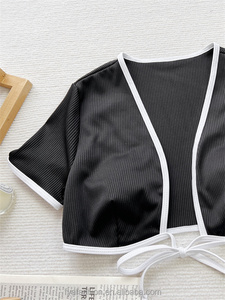 Bikini de course <span class=keywords><strong>sexy</strong></span> micro fille deux pièces, haut court, maillot de bain de compétition, manches courtes - Product Image 4