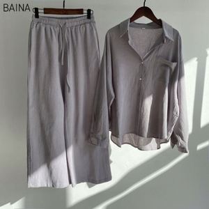 Nuevo Conjunto de 2 Piezas para Mujer, Estilo Retro, Talla Grande, Camisa de Lino y Algodón, Pantalones Holgados de Cintura Alta - Product Image 2