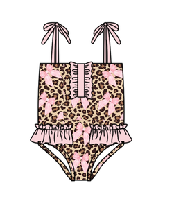 S0746 Traje de Baño Personalizado para Niña Pequeña, Diseño de Camuflaje Marrón con Estampado de Ciervo, Venta al por Mayor, Conjunto de 2 Piezas sin Mangas - Product Image 2