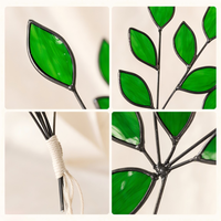 Attrape-soleil personnalisé en verre teinté motif feuilles de fleurs sauvages, Art Déco, bouquet de fleurs, vase naturel, décoration intérieure, cadeau Fête des Mères