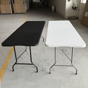 Venta al por mayor 6-8 personas 180cm fiesta al aire libre portátil blanco negro plegable plástico 6 pies mesas plegables para eventos - Product Image 2