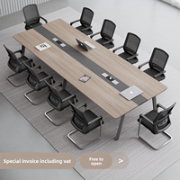 Mesa de Conferencia Moderna de Acero HYZ-217X con Combinación de Sillas para 12 Personas, Escritorio Multiusos para Oficina