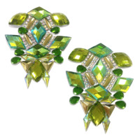 Nouveau style 2027 – Patchs thermocollants en strass en forme de fleur, vert, pour costumes de carnaval Saint-Martin, fabrication de chapeaux en résine