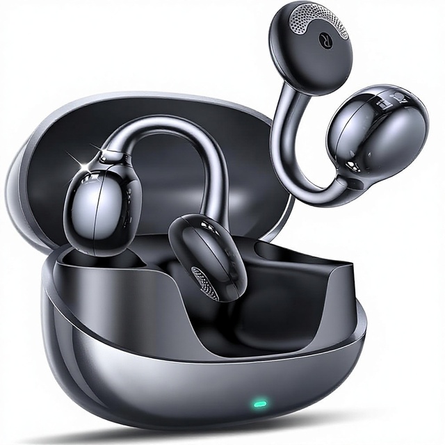Clip-On Open-Ear for Wireless Earbuds-Active Noise Cancellation Deep Bass Ultra-Light Comfort Auto L-R jl