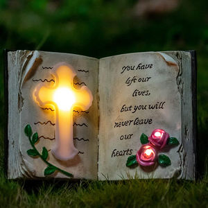 BSCI fábrica al aire libre Solar <span class=keywords><strong>Biblia</strong></span> Cruz jardín estacas luces Memorial tumba decoraciones regalos - Product Image 1