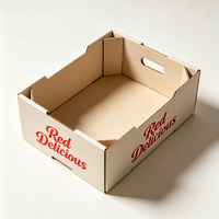 Boîte à fruits en carton ondulé kraft simple avec poignées, boîtes d'expédition en carton imperméables pour pommes, oranges