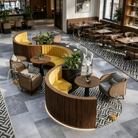 Banquette de restaurant moderne de luxe en forme de S, avec revêtement en placage de bois personnalisé, pour hall d'hôtel et café