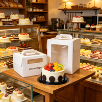 Boîte à gâteau pliable écologique, emballage en papier pliable avec fenêtre transparente, tailles personnalisées disponibles pour les gâteaux à emporter