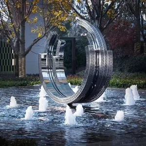 Modern Metal Stainless Steel Water Fountain Sculpture Hand Make Art Statue For Outdoor