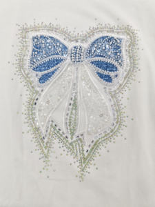 Camiseta de Algodón <span class=keywords><strong>para</strong></span> Mujer con Diseño de Flores de Estrás, Nueva Colección LYG ODM OEM, Camiseta Informal <span class=keywords><strong>para</strong></span> Mujer, Ropa de Mujer - Product Image 2