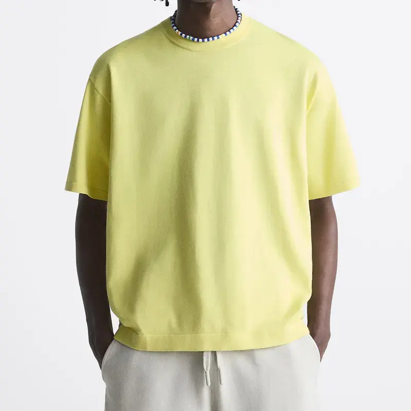Crop boxy fit tshirt da uomo 100% cotone spalla scesa streetwear pesante qualità di lusso logo personalizzato maglietta semplice per uomo