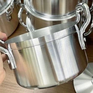 Juego de ollas y sartenes de <span class=keywords><strong>aluminio</strong></span> duradero y grueso de 14 piezas, juego de utensilios de cocina de gran capacidad con tapas, olla para sopa, cacerolas QQ - Product Image 3