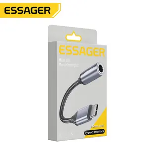 Essager adaptador de áudio 2022 e01 hihg, qualidade de 12cm, tipo-c para entrada de 3.5mm, fone de ouvido, aux, fêmea