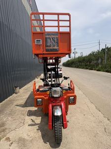 Triciclo con Plataforma Elevadora Hidráulica Naranja, Camión Eléctrico de Carga de 3 Ruedas para el Manejo de Materiales de Construcción - Product Image 6