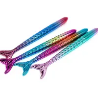 Kleurrijke Glanzende Vissenstaart Kantoorbenodigdheden Gift Pen Regenboog Kleur Body Cartoon Mermaid Tail Gel Inkt Pen Voor Kinderen