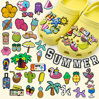 Breloques décoratives 2D en caoutchouc personnalisées pour chaussures, thème tropical plage voyage tournesol, pour sabots, vente en gros, direct usine