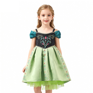 Vestito da Principessa Anna in Cotone per Bambine - <span class=keywords><strong>Costume</strong></span> per Feste <span class=keywords><strong>di</strong></span> Natale, Compleanno e Halloween - Product Image 1