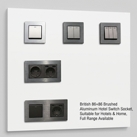 Prise murale en aluminium brossé 86*86 avec ports USB-A et USB-C, norme britannique, usage industriel, indice de protection IP22, pour projets hôteliers et résidentiels