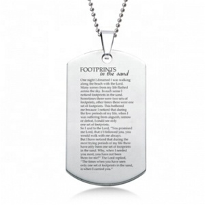 Yiwu Aceon Fooprints in the Sand <span class=keywords><strong>Poem</strong></span>ステンレス鋼セレニティ聖書ドッグタグ - Product Image 1