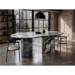SH STONE, diseño de lujo, muebles de comedor de piedra Natural, mesa de comedor de mármol de cuarcita italiana <span class=keywords><strong>Aquarella</strong></span> ovalada Nórdica - Product Image 1