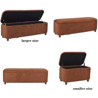 Pouf de rangement CARLFORD orange, banc de rangement au design moderne et confortable avec pieds en bois pour salon, chambre, chambre d'enfant, usage hôtelier