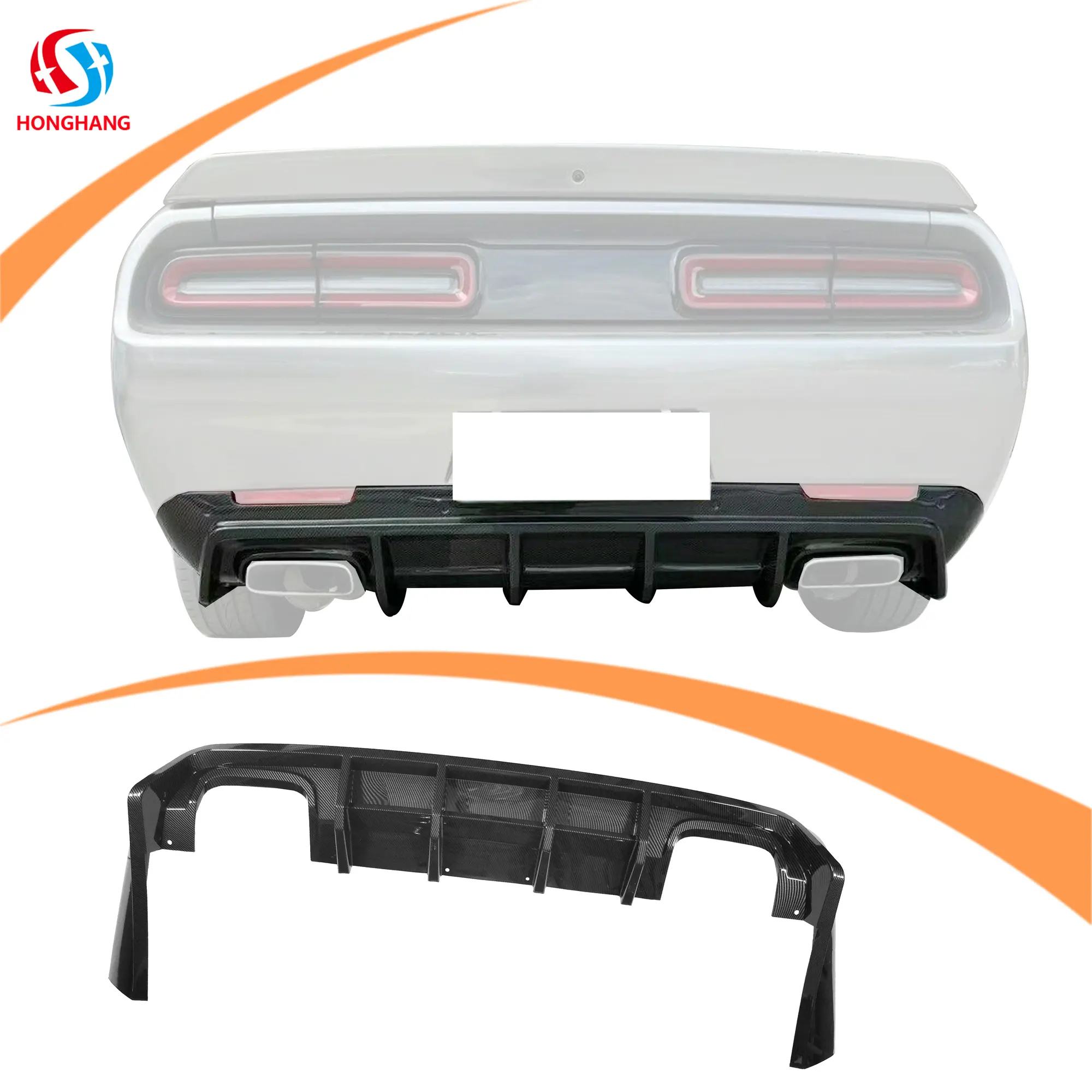 Honghang Factory Car Decoration Accessories Rear Bumper Diffuser Manufacture ABS Lip for Dodge Challenger Accessories 2015-202