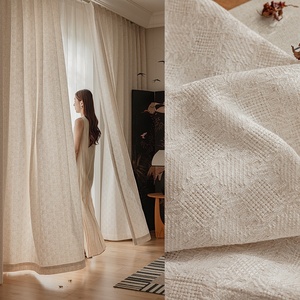 Rideaux en lin, mélange coton-lin, tissés, perlés, style Wabi-Sabi japonais, personnalisables pour maisons d'hôtes, chambres, balcons, naturels - Product Image 3