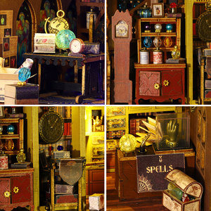 Kit <span class=keywords><strong>de</strong></span> <span class=keywords><strong>maison</strong></span> miniature en bois à assembler soi-même Magic House Book Nook avec lumières LED, modèle <span class=keywords><strong>de</strong></span> scène <span class=keywords><strong>de</strong></span> livre, décoration <span class=keywords><strong>de</strong></span> bureau - Product Image 5