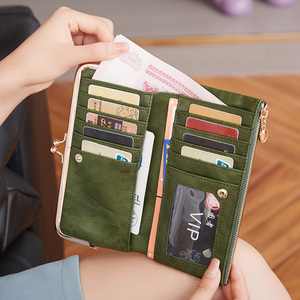 <span class=keywords><strong>Portafoglio</strong></span> Lungo Multifunzionale Tinta Unita, Pochette Portamonete Vintage, Portatessere da <span class=keywords><strong>Donna</strong></span> con Cerniera - Product Image 3