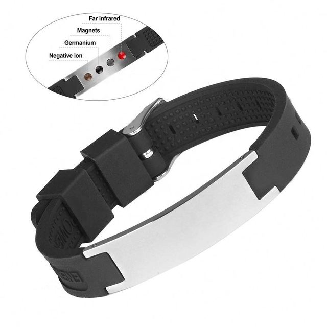 Custom 4 1 Magnetic Energy Health Power Ionic 3000 Gauss Therapy Silicon Bracelet