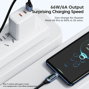 Toocki Offres Spéciales 66W câble de charge rapide 6A affichage numérique à courant élevé puce intelligente intégrée pour <span class=keywords><strong>Huawei</strong></span>/<span class=keywords><strong>Honor</strong></span> charge quotidienne - Product Image 3