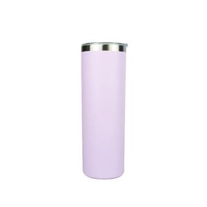 Sublimation Tumbler Stainless Steel White 20oz Skinny Straight Blank with Lid <b>Straw</b> <b>Metal</b> - Product Image 2