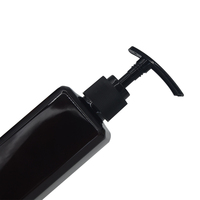 Flacon de gel douche pour homme en plastique noir rectangulaire haut de gamme de 500 ml, contenant vide pour le lavage du corps, le shampoing, pompe