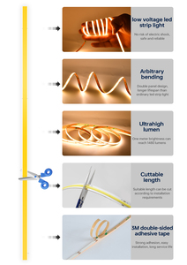 FCOB Đèn Ban Đêm Chiếu Sáng Sọc Đèn Dải LED COB CRI90 Rộng 8Mm DC 12V 24V 480LED - Product Image 5