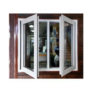 Soundproof windproof hurricane impact glass upvc casement window frame pvc window for Bahamas