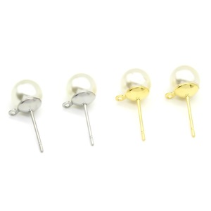 Anno Jewelry Pendientes de perlas de imitación con forma de bola, poste de acero y oro, regalo unisex, joyería de moda - Product Image 1