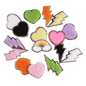 Computer embroidered logo love lightning towel embroidered shoes and hats clothing accessories applique patchwork patch