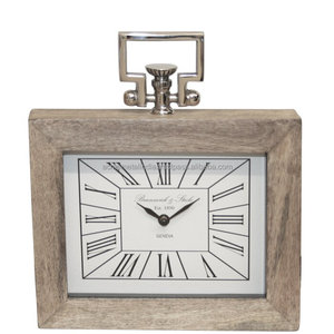 Reloj de mesa de madera cuadrado vintage con acabado clásico perfecto para una decoración elegante del hogar estilo atemporal para cualquier habitación - Product Image 1