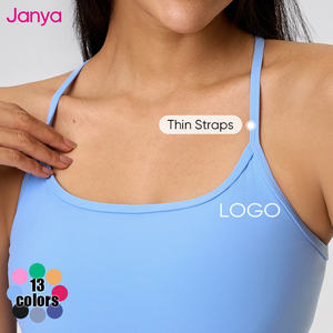 Soutien-gorge de yoga sexy et respirant avec logo personnalisé Janya Coussinets amovibles Hauts de course à bretelles fines Spandex dos nu de style musculation - Product Image 3