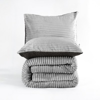Parure de lit imprimée velours, grande taille, Queen, King Size, alternatif, rayé, flanelle, peluche, couette Double face,